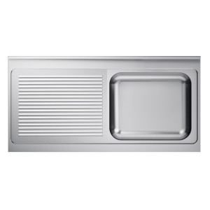 Sink 1 Bowl and Drainer on the Left with Backsplash - L 1400 x D 700 mm - CombiSteel