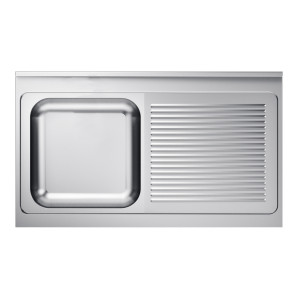 Fregadero 1 Cubeta y Escurridor a la Derecha con Respaldo - L 1200 x P 700 mm - CombiSteel