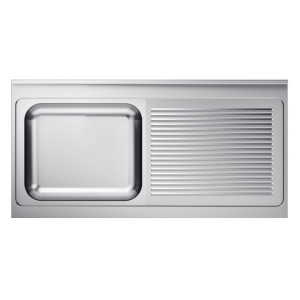 Fregadero 1 Cubeta y Escurridor a la Derecha con Respaldo - L 1400 x P 700 mm - CombiSteel