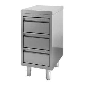 Mueble Inox Bajo con 3 Cajones - L 400 x P 700 mm - CombiSteel