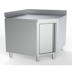 Mueble Inox Bajo Angular con Respaldo - L 1000 x P 600 mm