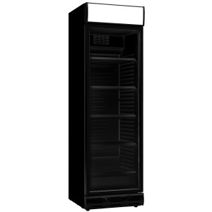 Armario Refrigerado para Bebidas Negro con Puerta de Vidrio y Marquesina - 382 L