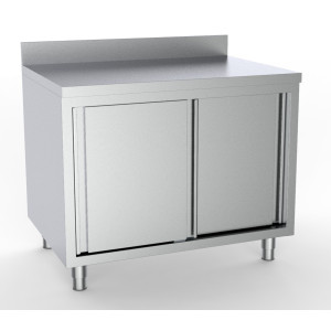 Mueble de Acero Inoxidable Bajo con 2 Puertas y Salpicadero - L 1600 x P 600 mm - CombiSteel