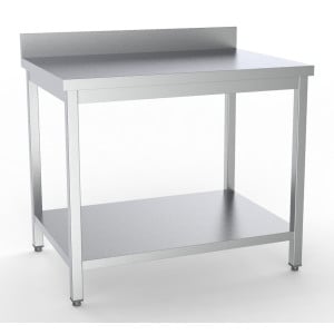 Stainless Steel Table with Backsplash and Shelf - L 900 x D 600 mm - CombiSteel