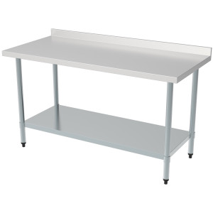 Table Inox avec Dosseret et Etagère - L 1200 x P 700 mm - CombiSteel