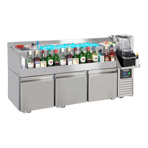 Mesa Refrigerada 3 Puertas con Barra de Cócteles - Combisteel