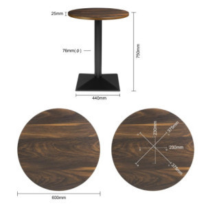 Mesa Redonda Efecto Madera Oscura - ⌀ 60 cm - Bolero