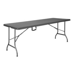 Table Pliante Rectangulaire en Rotin Noir - L 1829 x P 728 mm - Bolero