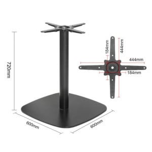 Black Cast Iron Table Base - 720 x 600 mm - Bolero