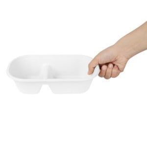 Barquette Ovale 2 Compartiment en Bagasse - 900 ml - Lot de 100 - Fiesta