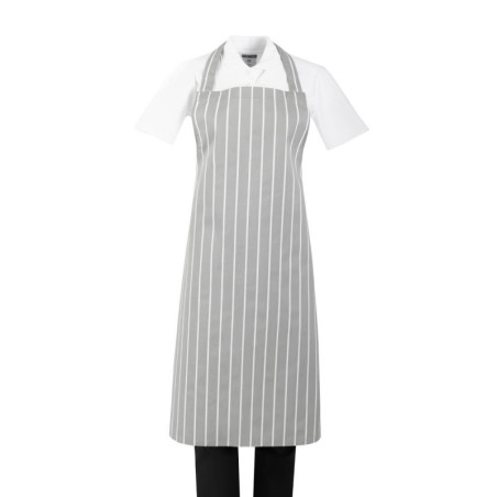 Delantal Babero Rayado Gris y Blanco - Whites Chefs Clothing