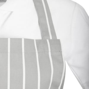 Delantal Babero Rayado Gris y Blanco - Whites Chefs Clothing