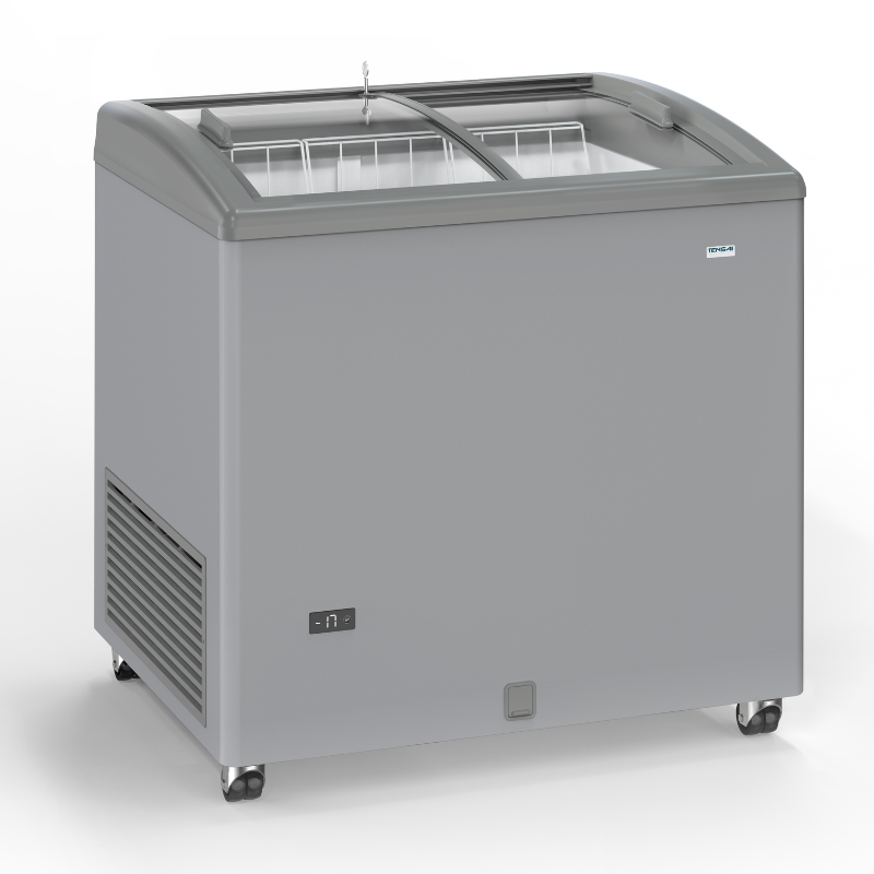 Congelador Aspecto Inox con Puertas Correderas de Cristal - 170 L - TENSAI