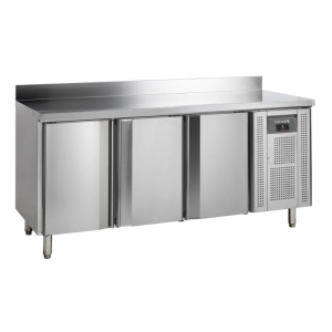 Mesa Refrigerada con Respaldo en Acero Inoxidable - 3 Puertas - GN 1/1 - TEFCOLD