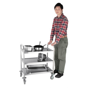 Stainless Steel Clearing Trolley - 3 Levels - L 710 X D 405mm - 128Kg - Vogue