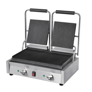 Grill de Contacto Doble Bistro Ranurado/Ranurado en Inox - Buffalo