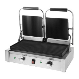 Grill de Contacto Doble Bistro Ranurado/Ranurado en Inox - Buffalo