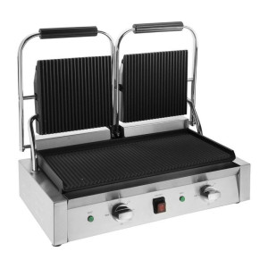 Grill de Contacto Doble Bistro Ranurado/Ranurado en Inox - Buffalo