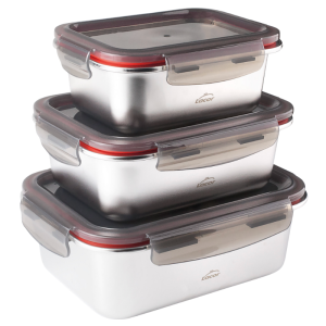 Caja de Inox con Tapa PP Ecoinox 800 ml - Lote de 3