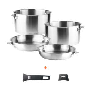 Set de 6 Piezas - Ollas y Sartenes con Asa y Mango Desmontables - Lacor