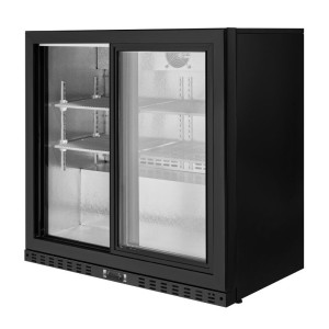 Barra trasera refrigerada compacta con 2 puertas de cristal para restaurante, bar, cervecería.