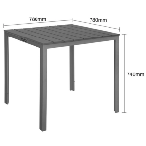 Mesa de Listones Cuadrada Valletta en Gris - 780 mm