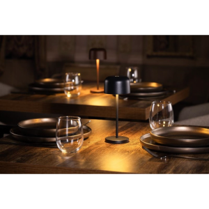 Lámpara de Mesa con Pantalla Redonda Lucca Negra - 200 mm
