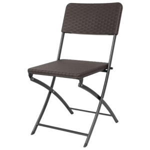 Brown PE Rattan Folding Chairs - Set of 2