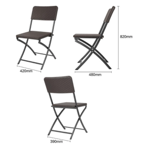 Brown PE Rattan Folding Chairs - Set of 2