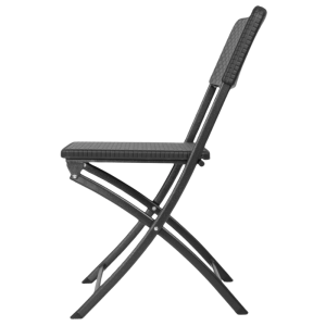 Black PE Rattan Folding Chairs - Set of 2