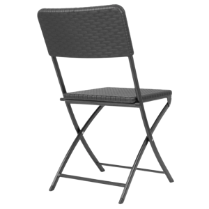 Black PE Rattan Folding Chairs - Set of 2