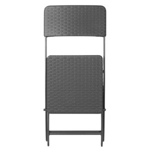 Black PE Rattan Folding Chairs - Set of 2
