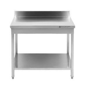 Mesa de Inox con Respaldo y Estante - Calidad Dynasteel