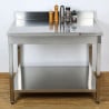 Mesa Inox 800x700 mm Respaldo y Estante Inferior