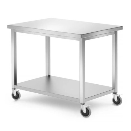 Mesa Móvil con Estante-Atornillado - 1000x700 mm - HENDI