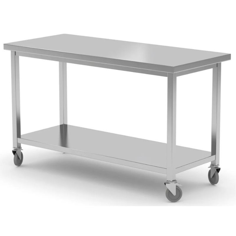 Mesa Móvil con Estante-Atornillado - 1200x600 mm - HENDI