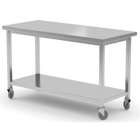 Mesa Móvil con Estante-Atornillado - 1200x600 mm - HENDI