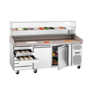 Mueble para Pizza Refrigerado con 2 Puertas y 7 Cajones