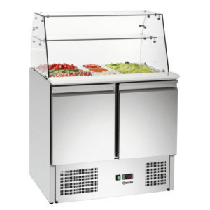 Glass Display for Refrigerated Saladette with 2 Doors