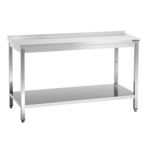 Mesa de Trabajo de Acero Inoxidable con Estante Inferior y Respaldo - P 700 mm - L 1600 mm - Bartscher