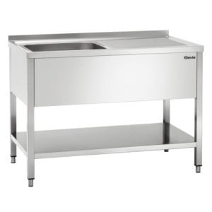 Plonge 1 Bac avec Dosseret et Etagère Basse - L 1200 x P 700 mm - Bartscher