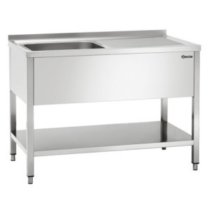 Sink 1 Basin with Backsplash and Lower Shelf - L 1200 x D 700 mm - Bartscher