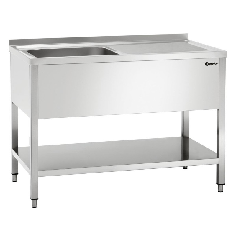 Sink 1 Basin with Backsplash and Lower Shelf - L 1200 x D 700 mm - Bartscher Sink 1 Basin with Backsplash and Lower Shelf - L 1200 x D 700 mm - Bartscher