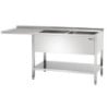 Fregadero de 2 Cubetas con Paso Lavavajillas, Respaldo y Estante Inferior - L 1800 x P 700 mm - Bartscher