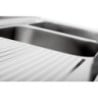 Fregadero de 2 Cubetas con Paso Lavavajillas, Respaldo y Estante Inferior - L 1800 x P 700 mm - Bartscher