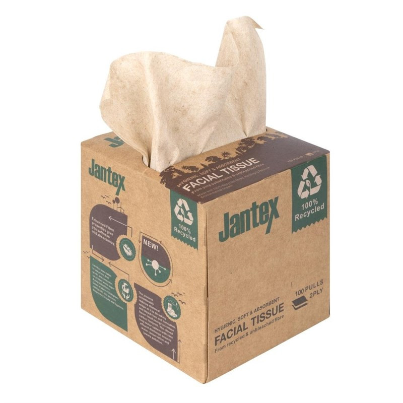 Cubo de Pañuelos Reciclados 100 Hojas - Lote de 36 - Jantex Cubo de Pañuelos Reciclados 100 Hojas - Lote de 36 - Jantex