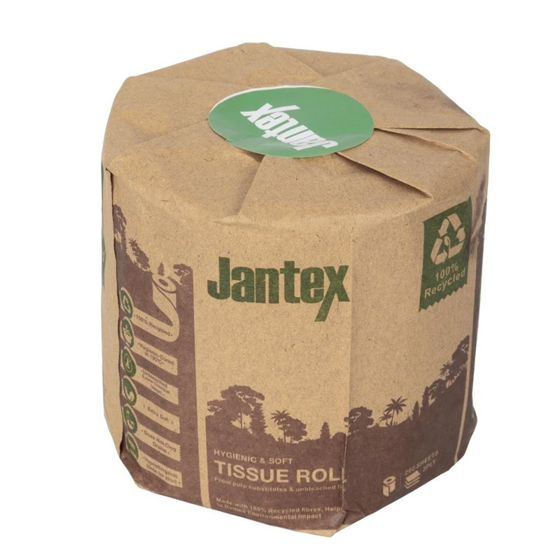 Rollo de Papel Higiénico Reciclado 3 Capas 260 Hojas - Lote de 36 - Jantex