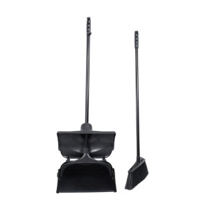 Escoba con Recogedor Negro Dynasteel - Para una higiene impecable en su restaurante