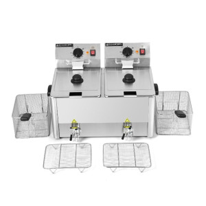 Freidora Profesional 2 x 8 L con Drenaje - Dynasteel