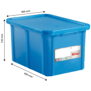 Bac HACCP Rectangular con Tapa - 55 L - Azul